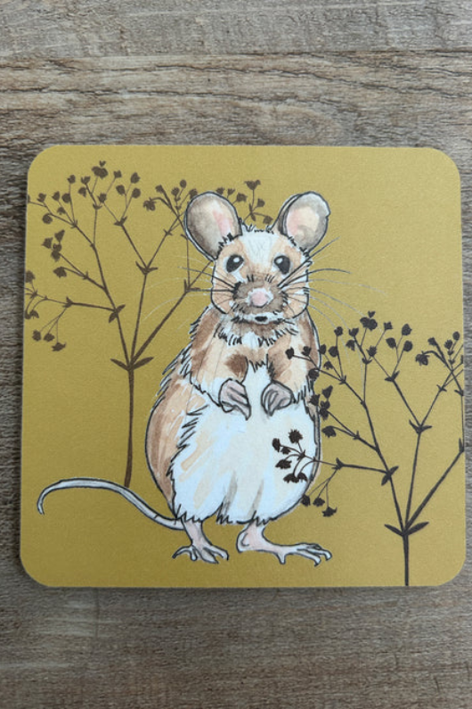 An image of the Vanessa Bathgate Harvest Mouse Coaster in Gold.