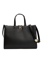 An image of the Tommy Hilfiger TH Monogram Removable Strap Satchel in Black.