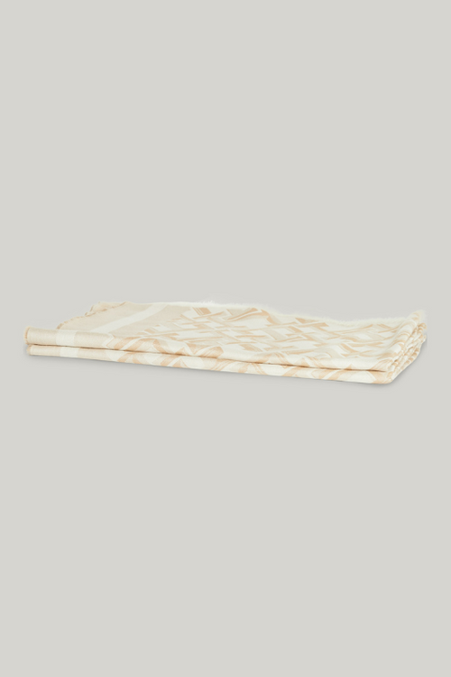 An image of the Tommy Hilfiger TH Monogram Jacquard Scarf in Classic Beige.