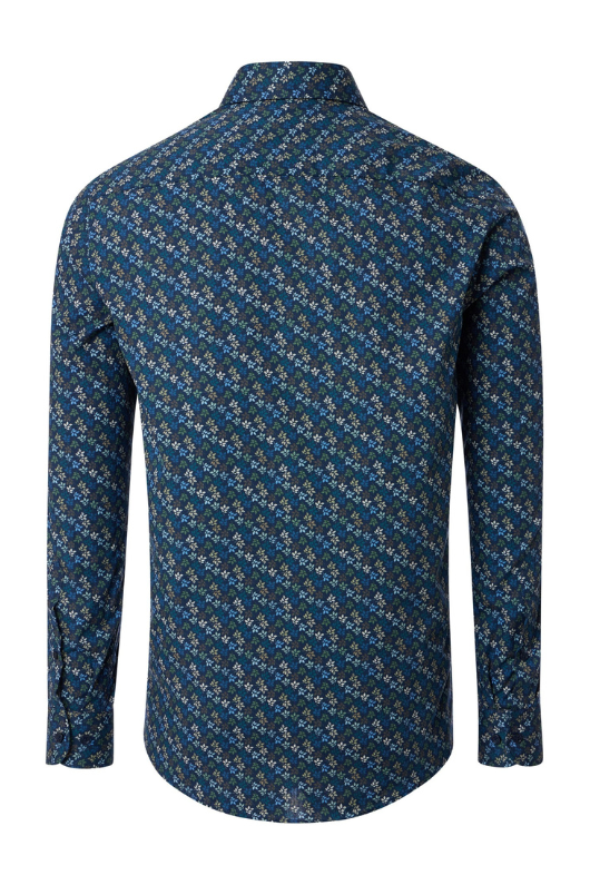 An image of the Casa Moda Casual Fit Print Shirt in Blue.