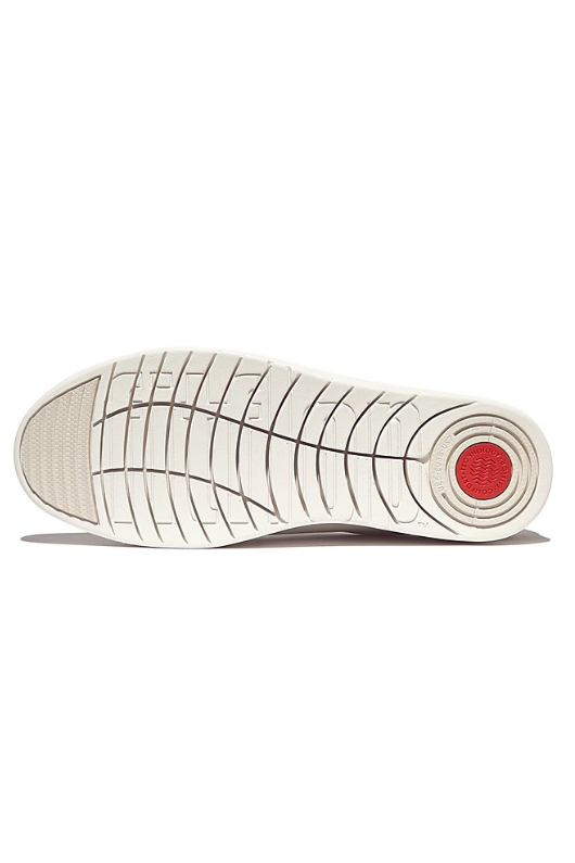 An image of the Fitflop Rally Crystal-Backtab Leather Sneakers in the colour Urban White/Silver.