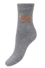 An image of the Joya Socks in Grey Fluffy Sheep.