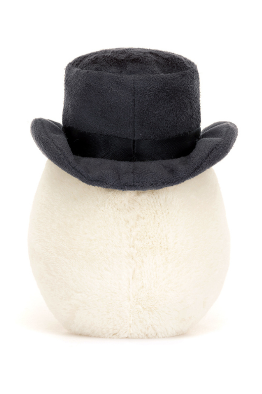 Jellycat Amuseable Boiled Egg Groom. A soft toy egg wearing a grooms black top hat.