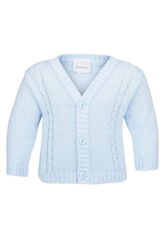 An image of the Dandelion Knitted Cardigan in Blue.