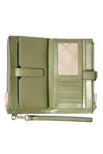 An image of the Michael Kors Jet Set Double Zip Wristlet in Smokey Olive.