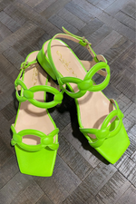 An image of the Evaluna Adel Flat Strappy Sandal in the colour Green.