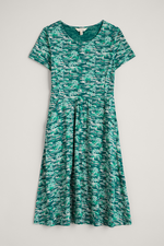 An image of the Seasalt April Short Sleeve Dress in the colour Helford Boats Dark Wreckage.