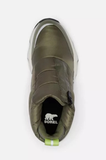 An image of the SOREL Kinetic Impact Puffy Sneaker Boots in Stone Green.