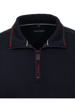 Casa Moda 1/2 Zip Sweatshirt. A navy sweatshirt with long sleeves, high collar, 1/2 zip closure, and Casa Moda logo.