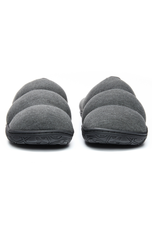 An image of the Bedroom Athletics Matt Jersey Puffa Mule Slippers in Charcoal Marl.