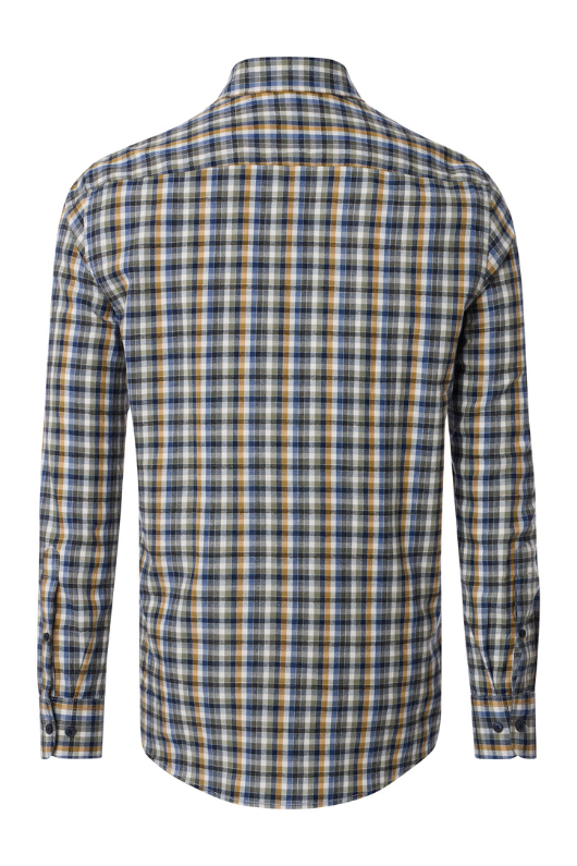 An image of the Casa Moda Casual Fit Check Shirt in Blue.