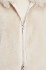 An image of the Marc Cain Hooded Faux Fur Vest in Smoke.