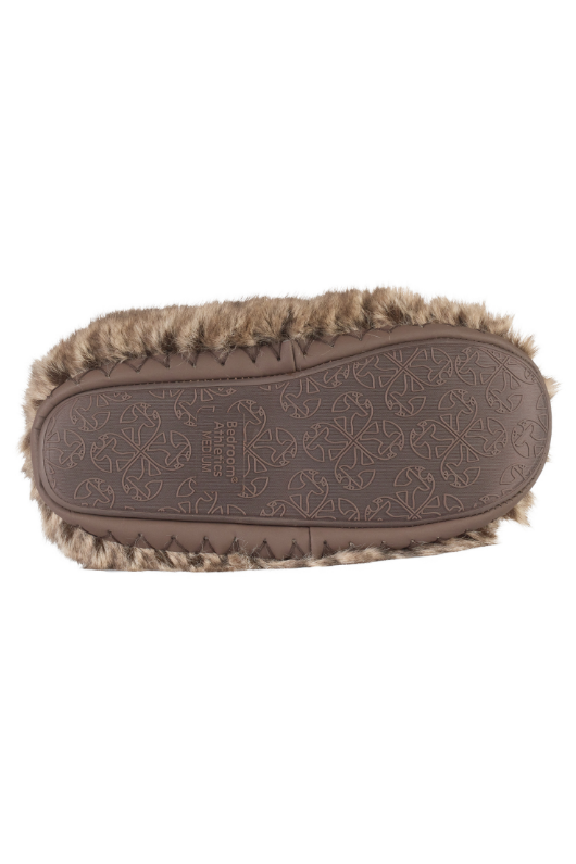 An image of the Bedroom Athletics Monroe Classic Faux Fur Boots in Taupe / Deep Taupe.