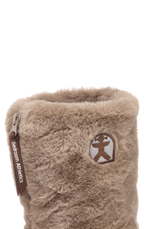 An image of the Bedroom Athletics Monroe Classic Faux Fur Boots in Taupe / Deep Taupe.