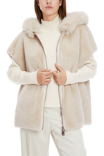 An image of the Marc Cain Hooded Faux Fur Vest in Smoke.