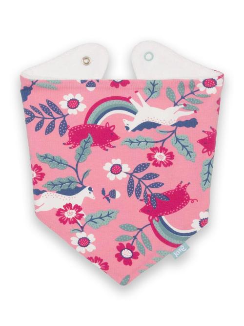 An image of the Kite Pig Pannage Bib in Pink.