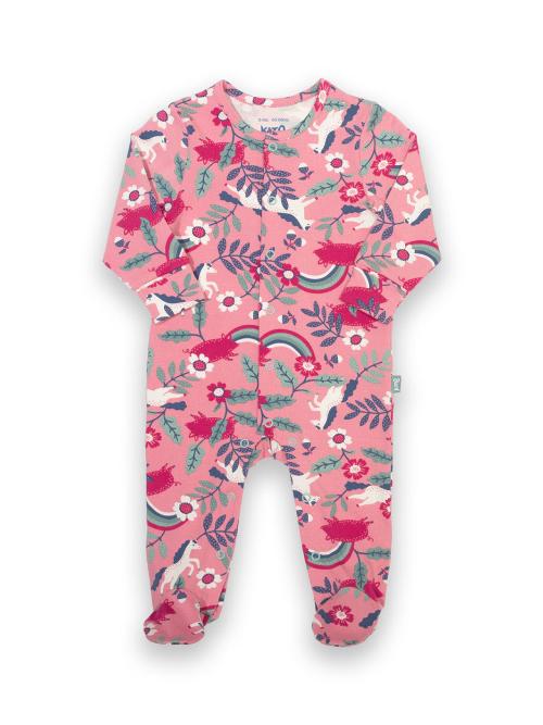 An image of the Kite Pig Pannage Sleepsuit in Pink.