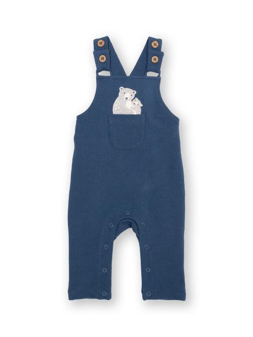 An image of the Kite Snuggle Bear Dungarees in Navy.