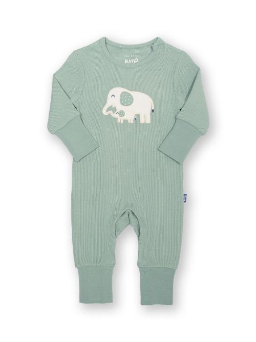 An image of the Kite Ele And Me Waffle Romper in Green.