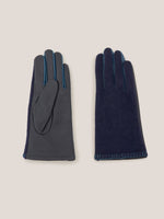 An image of the White Stuff Lucie Leather Gloves in Dark Blue.