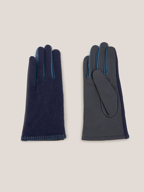 An image of the White Stuff Lucie Leather Gloves in Dark Blue.