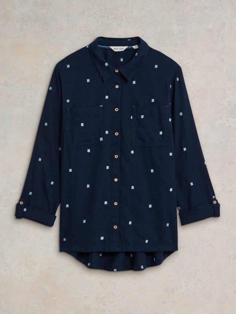 An image of the White Stuff Sophie Organic Cotton Shirt in Dark Navy.