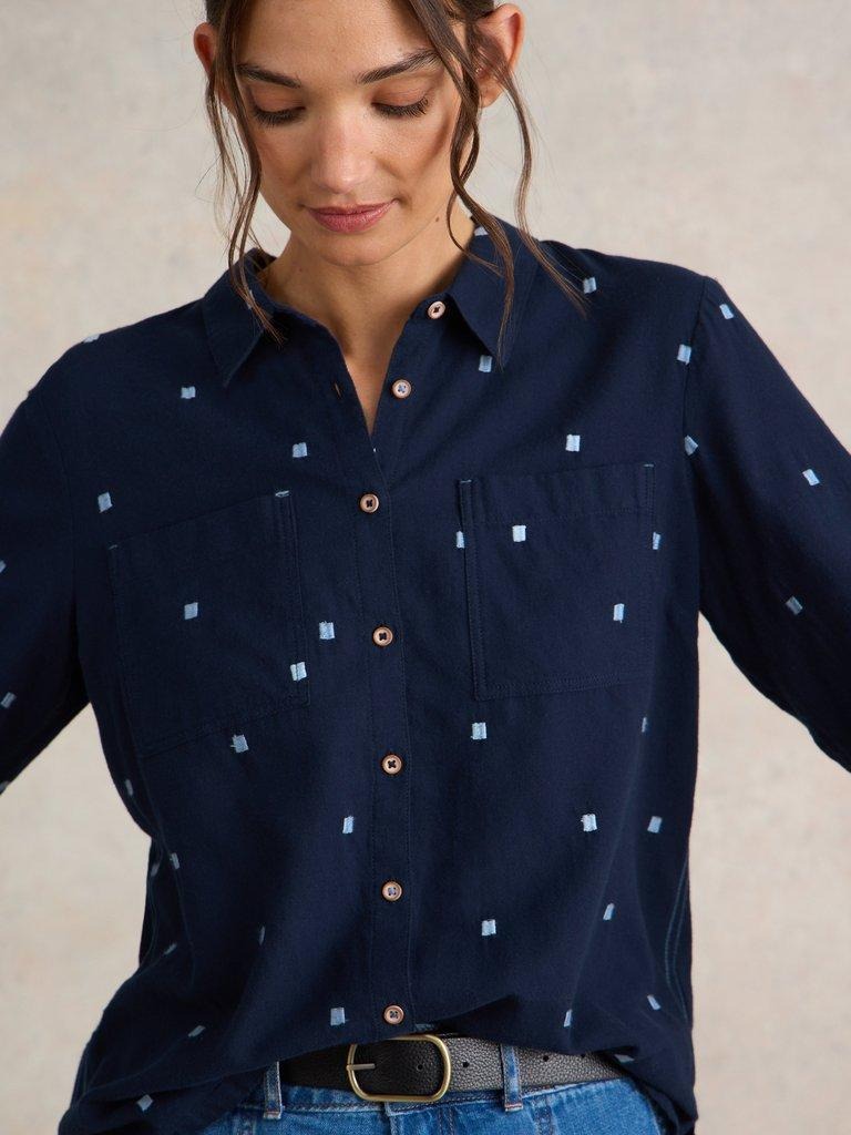 An image of the White Stuff Sophie Organic Cotton Shirt in Dark Navy.