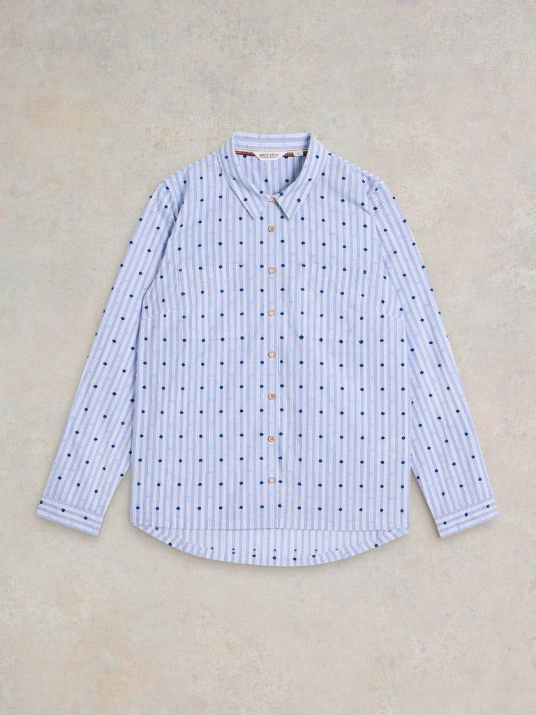 An image of the White Stuff Sophie Organic Cotton Shirt in Light Blue.