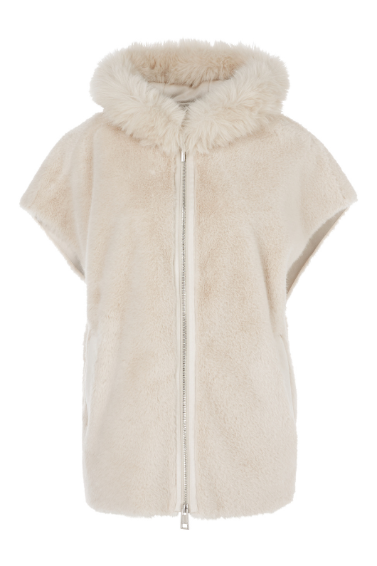 An image of the Marc Cain Hooded Faux Fur Vest