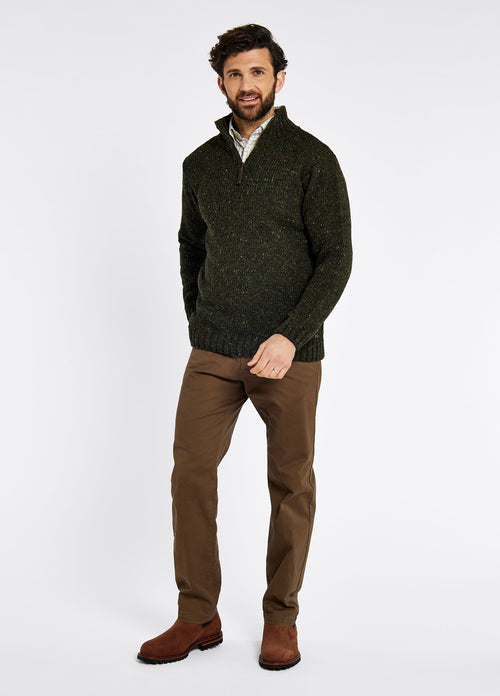 An image of the Dubarry Callaghan Zip Neck Sweater in Olive.