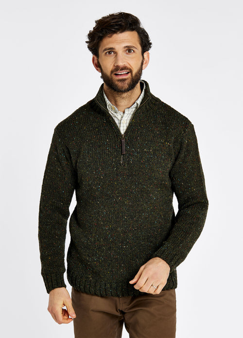 An image of the Dubarry Callaghan Zip Neck Sweater in Olive.