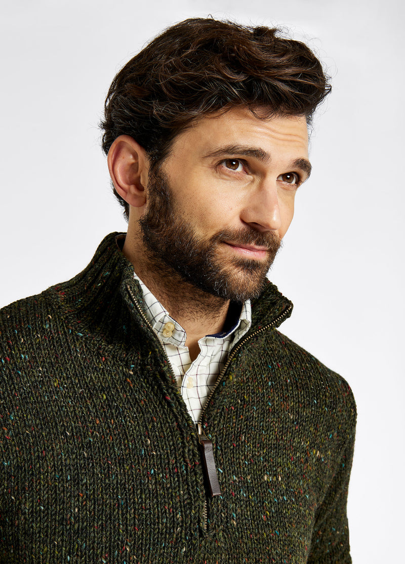 An image of the Dubarry Callaghan Zip Neck Sweater in Olive.