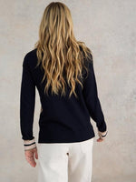 An image of the White Stuff City Star Jumper in Navy Print.