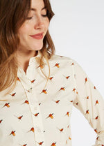 An image of the Dubarry Calamint Pheasant Print Shirt in Cream.