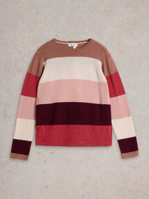 An image of the White Stuff Colour Block Merino Jumper in Plum Multi.