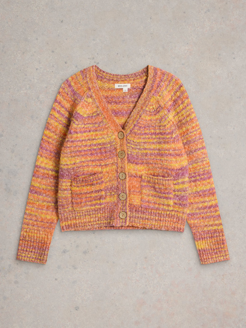 An image of the White Stuff Cindy Space Dye Cardi in Orange Multi.