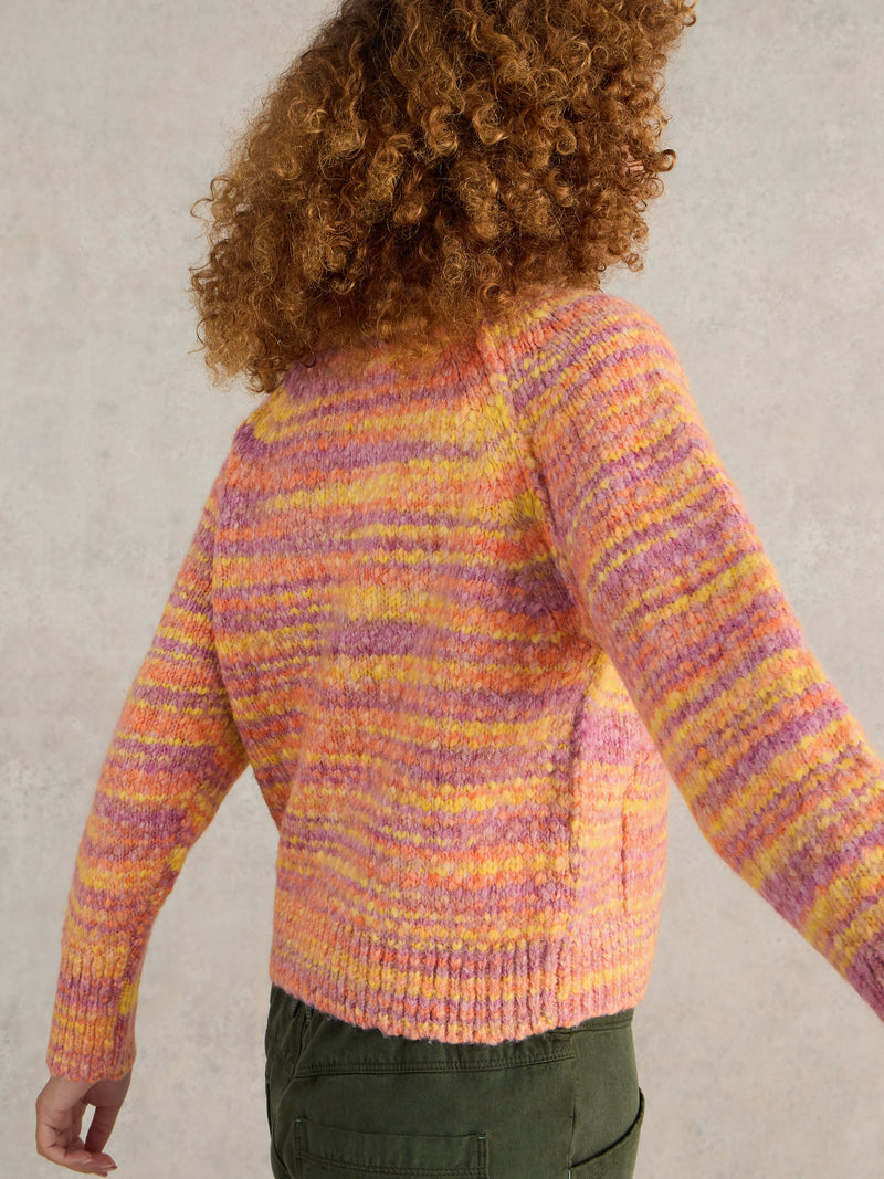 An image of the White Stuff Cindy Space Dye Cardi in Orange Multi.