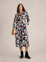 An image of the White Stuff Rua Jersey Shirt Dress in Plum Multi.