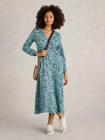 An image of the White Stuff Megan Jersey Midi Dress in Navy Print.