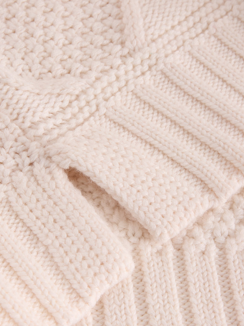 An image of the White Stuff Patchwork Cable Jumper in Light Natural.