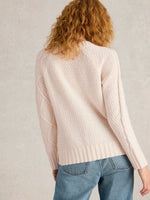 An image of the White Stuff Patchwork Cable Jumper in Light Natural.