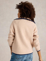 An image of the White Stuff Betty Zip Through Bomber in Light Natural.