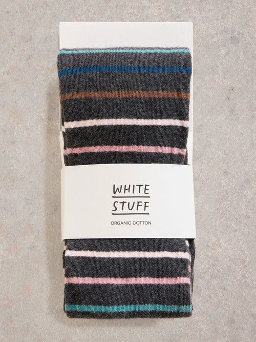 An image of the White Stuff Multi Stripe Tights in Grey Multi.