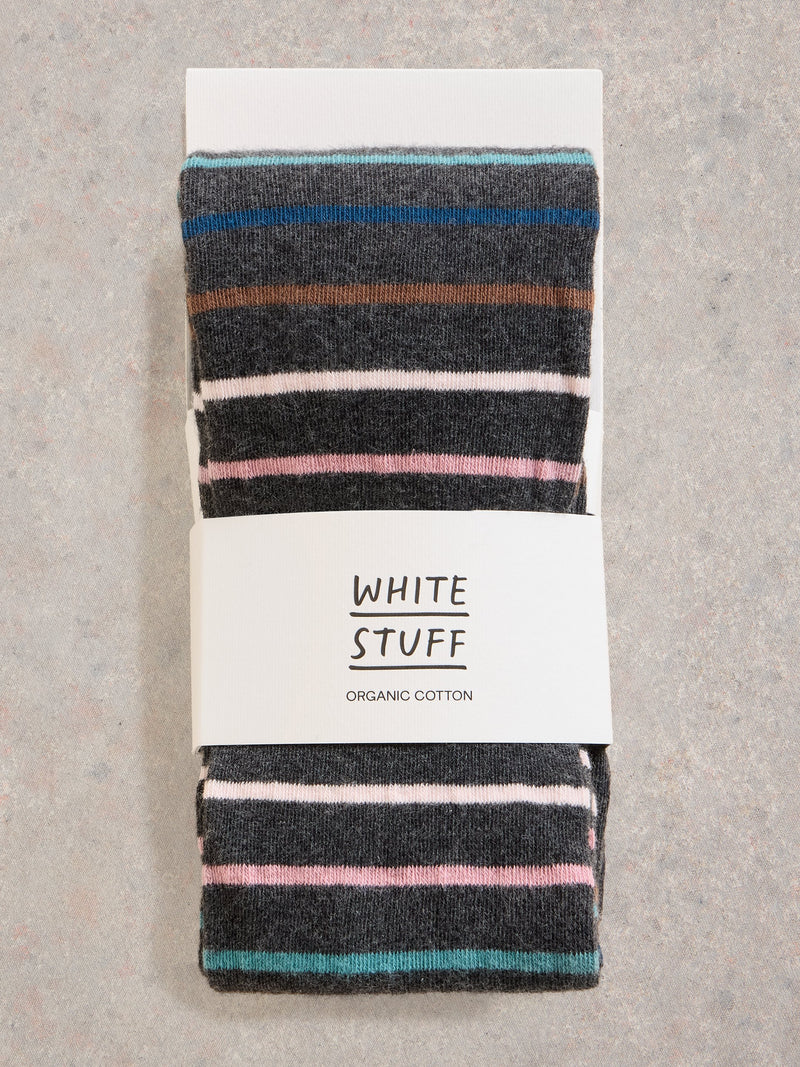 An image of the White Stuff Multi Stripe Tights in Grey Multi.