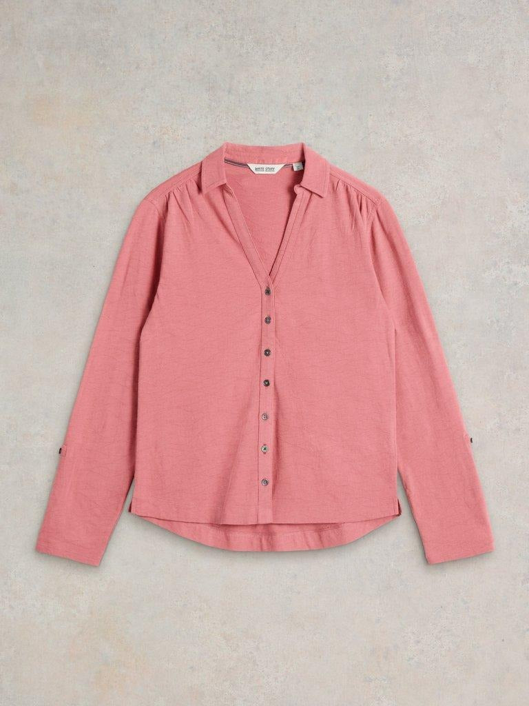 An image of the White Stuff Annie Textured Shirt in Dusty Pink.