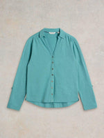 An image of the White Stuff Annie Textured Shirt in Mid Teal.