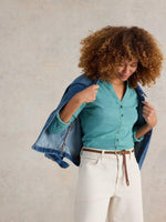 An image of the White Stuff Annie Textured Shirt in Mid Teal.