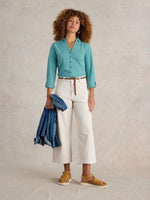 An image of the White Stuff Annie Textured Shirt in Mid Teal.