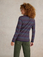 An image of the White Stuff Clara Stripe Long Sleeve Tee in Navy Multi.