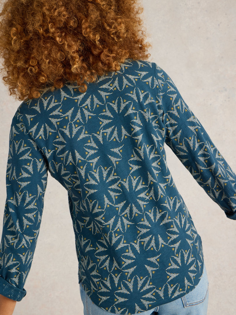 An image of the White Stuff Annie Jersey Shirt in Teal Multi.